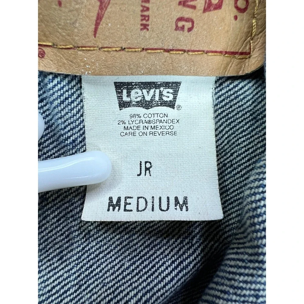 Levis Denim Jacket Youth Medium Blue Jean JR Trucker Button Front 7555CR 28352